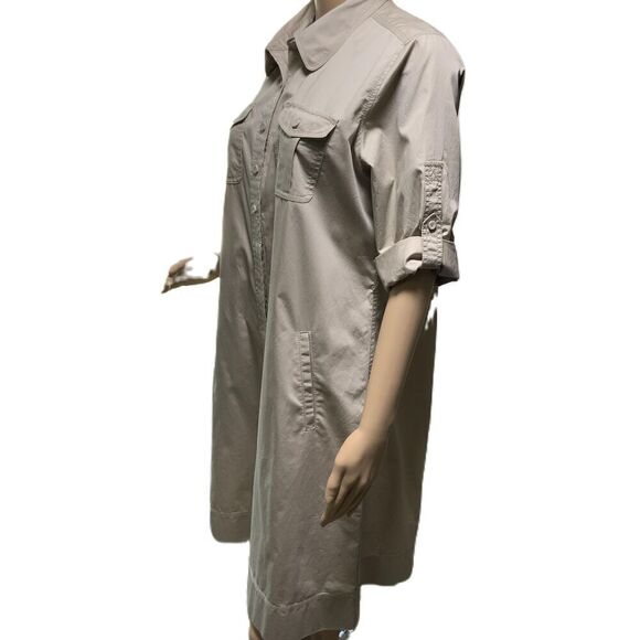 Liz Claiborne Tan Button Front Long Sleeve Normcore Utility Shirtdress Large P - Picture 11 of 16